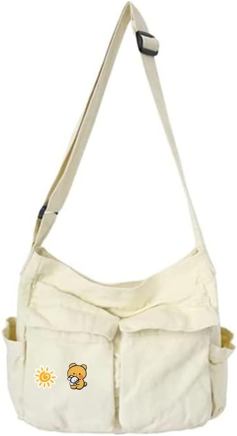 Canvas Messenger Bag Large Crossbody Bags with Multiple Pockets,School Vintage Shoulder Laptop Bag for Women and Men