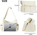 Canvas Messenger Bag Large Crossbody Bags with Multiple Pockets,School Vintage Shoulder Laptop Bag for Women and Men