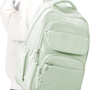 Cute School Backpack for Teens Girls Boys Waterproof School Bag Basic Backpack for College Students Multi Pocket Backpack Lightweight Casual Daypack Backpacks for Women Men(MintGreen)