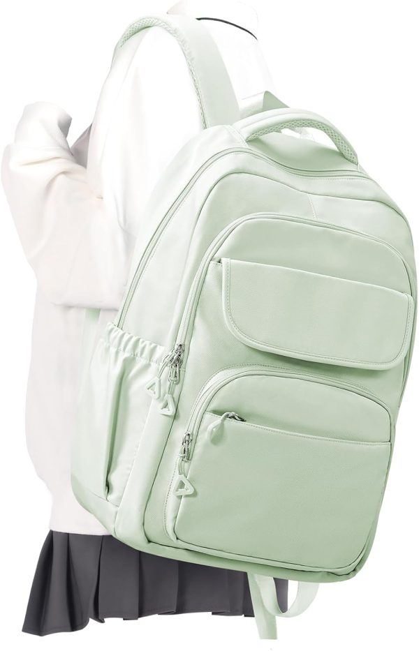 Cute School Backpack for Teens Girls Boys Waterproof School Bag Basic Backpack for College Students Multi Pocket Backpack Lightweight Casual Daypack Backpacks for Women Men(MintGreen)