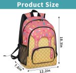 School Backpack Casual Bookbag with Multiple Pockets 18 inch Laptop Backpacks for Travel Hiking, Schoolbag for Students Girls Boys Women Men, Pink Ice Cream