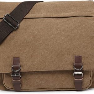 Large Vintage Canvas Messenger Shoulder Bag Travel Crossbody Purse Briefcase Business Bag for 15inch Laptop