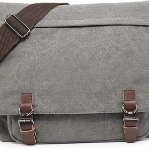 Large Vintage Canvas Messenger Shoulder Bag Travel Crossbody Purse Briefcase Business Bag for 15inch Laptop