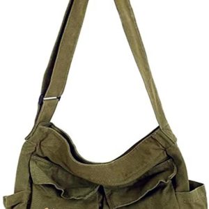 Canvas Messenger Bag Large Crossbody Bags with Multiple Pockets,School Vintage Shoulder Laptop Bag for Women and Men