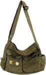 Canvas Messenger Bag Large Crossbody Bags with Multiple Pockets,School Vintage Shoulder Laptop Bag for Women and Men