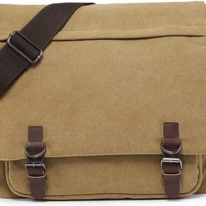 Large Vintage Canvas Messenger Shoulder Bag Travel Crossbody Purse Briefcase Business Bag for 15inch Laptop