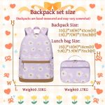 2Pcs Daisy Prints Backpack Sets for Girl Bookbag Primary Schoolbag Elementary Students Daypack with Lunch Bag