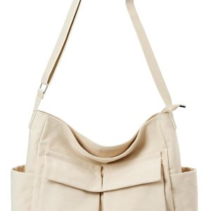 Canvas Tote Bag Messenger Bag, Large Crossbody Bag for Women or Men, Casual Canvas Shoulder Bag for College Work Daily