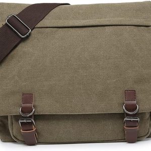 Large Vintage Canvas Messenger Shoulder Bag Travel Crossbody Purse Briefcase Business Bag for 15inch Laptop