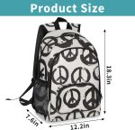 School Backpack Casual Bookbag with Multiple Pockets 18 inch Laptop Backpacks for Travel Hiking, Schoolbag for Students Girls Boys Women Men, Peace Sign