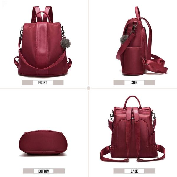 Women Backpack Purse Waterproof Nylon Anti-theft Rucksack Lightweight Shoulder Bag