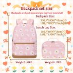 2Pcs Daisy Prints Backpack Sets for Girl Bookbag Primary Schoolbag Elementary Students Daypack with Lunch Bag