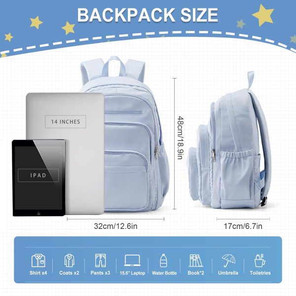 School Backpack For Women Men, Lightweight Casual Daypack College Backpacks, Aesthetic Students Bookbag, Backpack With Lots Of Pockets,Cute High School Bag For Boys Girls(Blue)