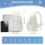 School Backpack For Women Men, Lightweight Casual Daypack College Backpacks, Aesthetic Students Bookbag, Backpack With Lots Of Pockets,Cute High School Bag For Boys Girls(Beige)