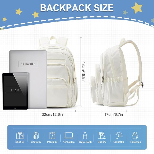 School Backpack For Women Men, Lightweight Casual Daypack College Backpacks, Aesthetic Students Bookbag, Backpack With Lots Of Pockets,Cute High School Bag For Boys Girls(Beige)