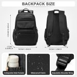 Cute Black School Backpack for Teens Girls Boys Waterproof School Bag Basic Backpack for College Students Multi Pocket Backpack Lightweight Casual Daypack Backpacks for Women Men