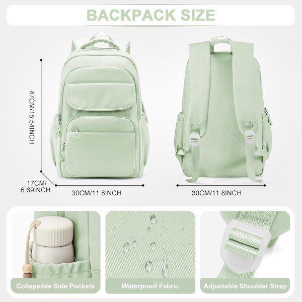 Cute School Backpack for Teens Girls Boys Waterproof School Bag Basic Backpack for College Students Multi Pocket Backpack Lightweight Casual Daypack Backpacks for Women Men(MintGreen)