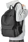 Black Backpack for Women Men, Waterproof High School Bookbag,Lightweight Casual Travel Daypack,Classic Basic College Backpack,Middle School Bag for Teen Girls Boys