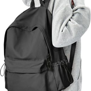 Black Backpack for Women Men, Waterproof High School Bookbag,Lightweight Casual Travel Daypack,Classic Basic College Backpack,Middle School Bag for Teen Girls Boys