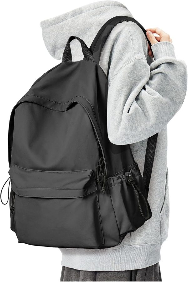 Black Backpack for Women Men, Waterproof High School Bookbag,Lightweight Casual Travel Daypack,Classic Basic College Backpack,Middle School Bag for Teen Girls Boys