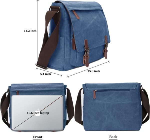 Canvas Messenger Bag for Men Women,Travel Satchel Shoulder bag 15.6 Inch Laptop Bag briefcase Business