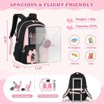 Backpack for School, Kids Backpacks for Girls, Girls Cute Bookbag for Teens, Schoolbag for Elementary Middle School Students, Girl Backpacks Ages 6-8, With Coin Purse, Travel, Camp, Black Pink