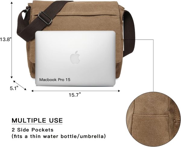 Large Vintage Canvas Messenger Shoulder Bag Travel Crossbody Purse Briefcase Business Bag for 15inch Laptop