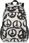 School Backpack Casual Bookbag with Multiple Pockets 18 inch Laptop Backpacks for Travel Hiking, Schoolbag for Students Girls Boys Women Men, Peace Sign