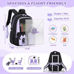 Backpack for School, Kids Backpacks for Girls, Girls Cute Bookbag for Teens, Schoolbag for Elementary Middle School Students, Girl Backpacks Ages 6-8, With Coin Purse, Travel, Camp,Black Purple