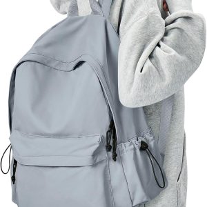 Blue Simple School Backpack for Girls Boys, Waterproof Bookbag for Women Men, College Student School Bag, Lightweight Travel Rucksack Casual Daypack, Laptop Backpacks