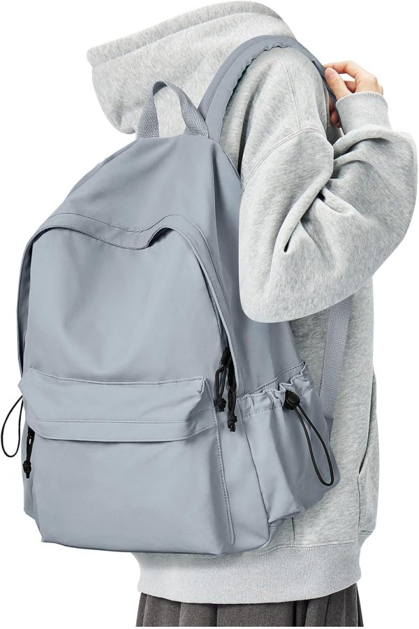 Blue Simple School Backpack for Girls Boys, Waterproof Bookbag for Women Men, College Student School Bag, Lightweight Travel Rucksack Casual Daypack, Laptop Backpacks