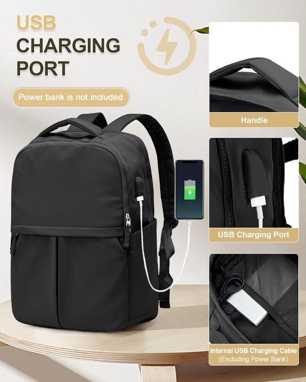 Black Laptop Backpack for Women Gym Work Teacher Backpack for Men Lightweight Commuter Backpack with Laptop Compartment Large Travel Backpack Casual Daypack Backpacks