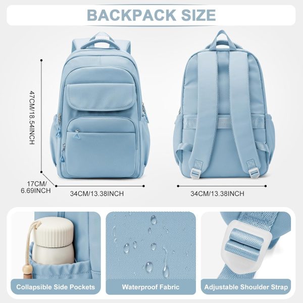 Cute School Backpack for Teens Girls Boys Waterproof School Bag Basic Backpack for College Students Multi Pocket Backpack Lightweight Casual Daypack Backpacks for Women Men(Blue)