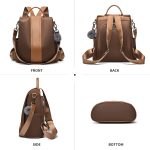 Women Backpack Purse Waterproof Nylon Anti-theft Rucksack Lightweight Shoulder Bag(Brown1)