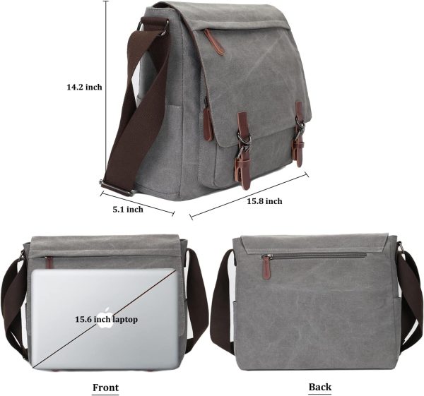 Canvas Messenger Bag for Men Women,Travel Satchel Shoulder bag 15.6 Inch Laptop Bag briefcase Business
