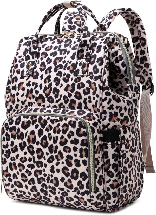 Leopard Women Laptop Backpack, College School Backpack Bookbag 15.6 Inch Computer Backpacks for Work Business Travel