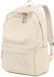 School Backpack for Teens Large Corduroy Bookbag Lightweight 17 inch Laptop Bag for Girls Women Casual High School College (Corduroy-Beige)