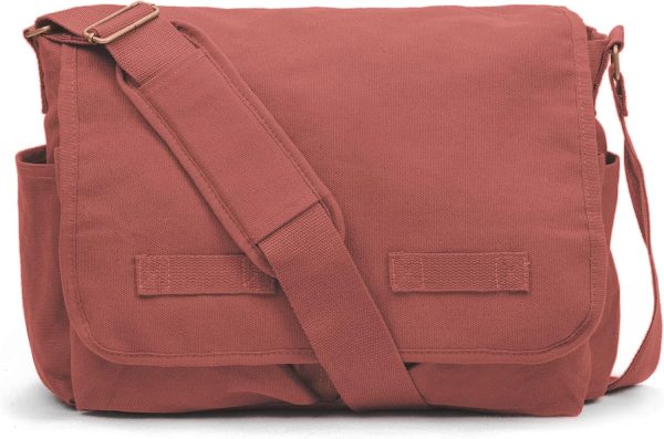 Classic Vintage Messenger Bag - Original Heavyweight Cotton Canvas Shoulder Bag with Upgraded Features