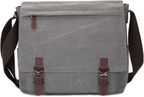 Canvas Messenger Bag for Men Women,Travel Satchel Shoulder bag 15.6 Inch Laptop Bag briefcase Business