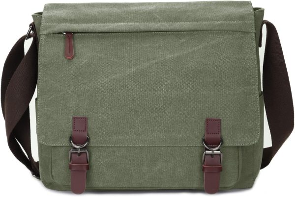 Canvas Messenger Bag for Men Women,Travel Satchel Shoulder bag 15.6 Inch Laptop Bag briefcase Business