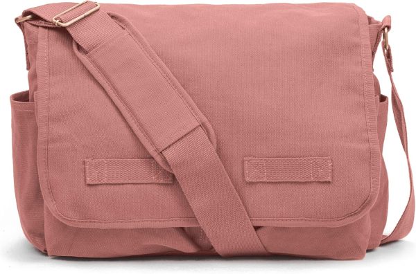 Classic Vintage Messenger Bag - Original Heavyweight Cotton Canvas Shoulder Bag with Upgraded Features