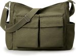 Canvas Tote Bag Messenger Bag, Large Crossbody Bag for Women or Men, Casual Canvas Shoulder Bag for College Work Daily