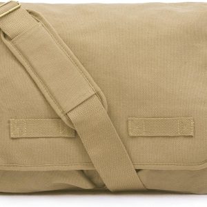 Classic Vintage Messenger Bag - Original Heavyweight Cotton Canvas Shoulder Bag with Upgraded Features