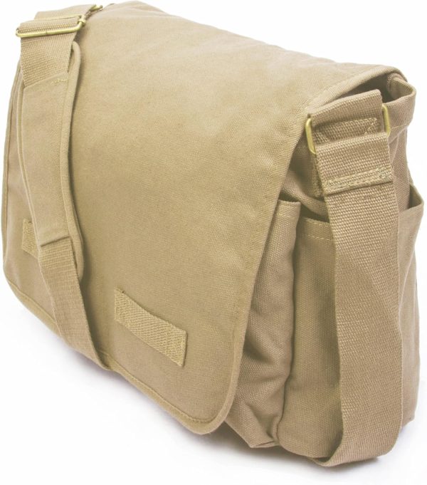 Classic Vintage Messenger Bag - Original Heavyweight Cotton Canvas Shoulder Bag with Upgraded Features