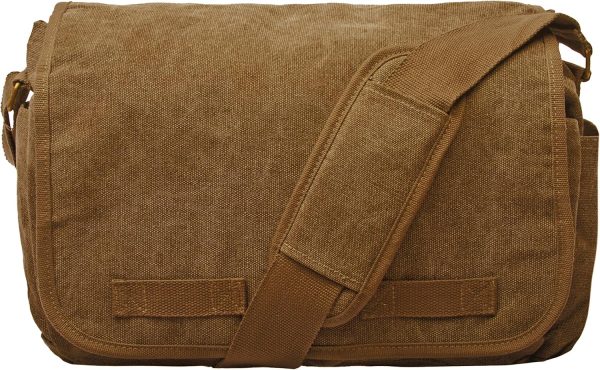 Classic Vintage Messenger Bag - Original Heavyweight Cotton Canvas Shoulder Bag with Upgraded Features