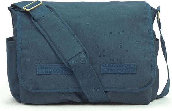 Classic Vintage Messenger Bag - Original Heavyweight Cotton Canvas Shoulder Bag with Upgraded Features
